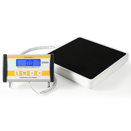 Helsevesen Professional Physician Scale, Low-Profile Heavy Duty Doctor Scale with Anti-Slip Rubber Mat -550 lb Capacity W/Remote Display, Wrestling Scale, Floor Scale